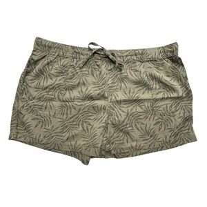 GAP Lyocell Leaf‎ Print Shorts XL Olive Green Resort Tropical Coastal Boho